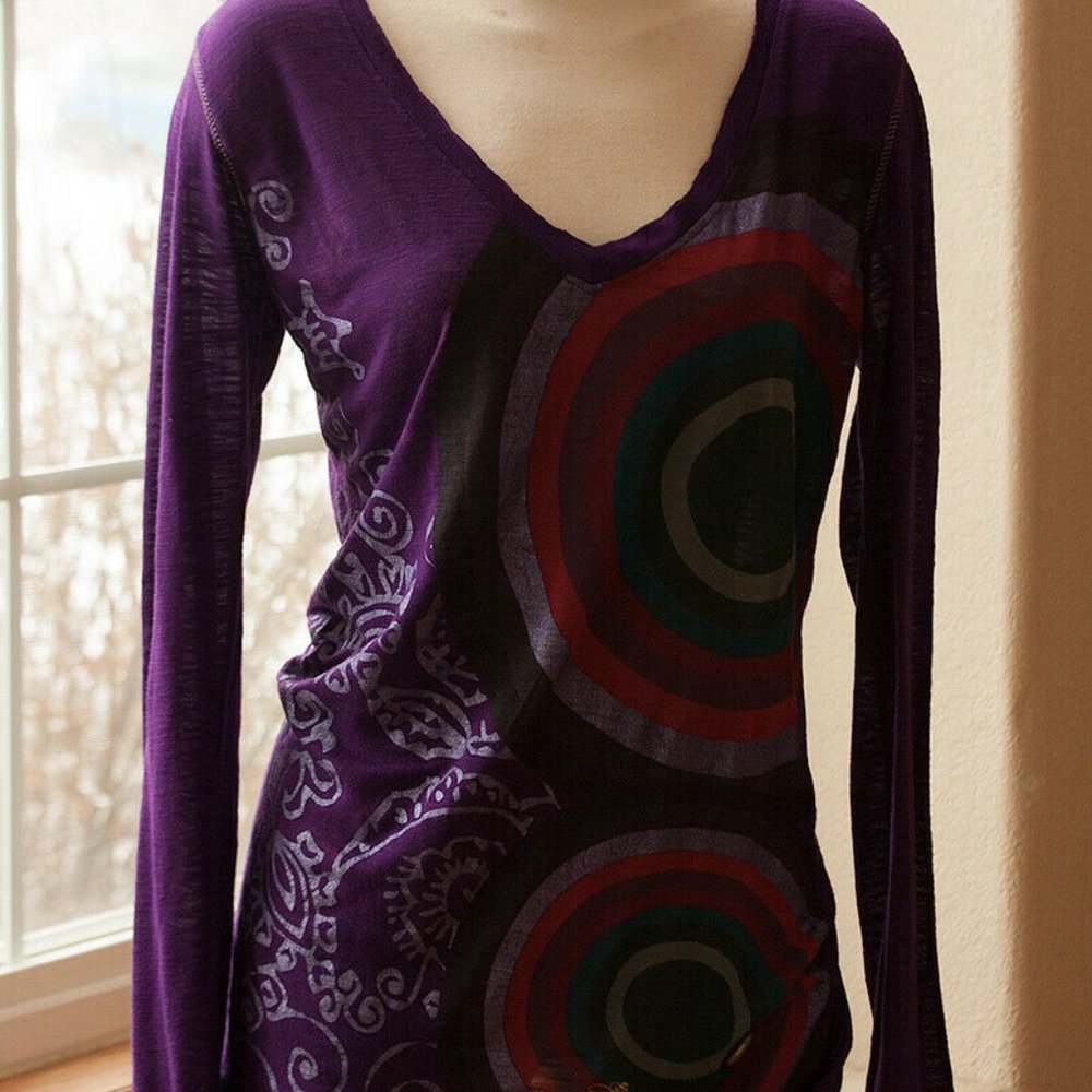 Desigual Top L Large with long Sleeve, V Neck
